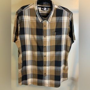 Rip Curl Men’s Plaid Short Sleeve Button Down Size:XL Slim Fit Color:Brown/Khaki